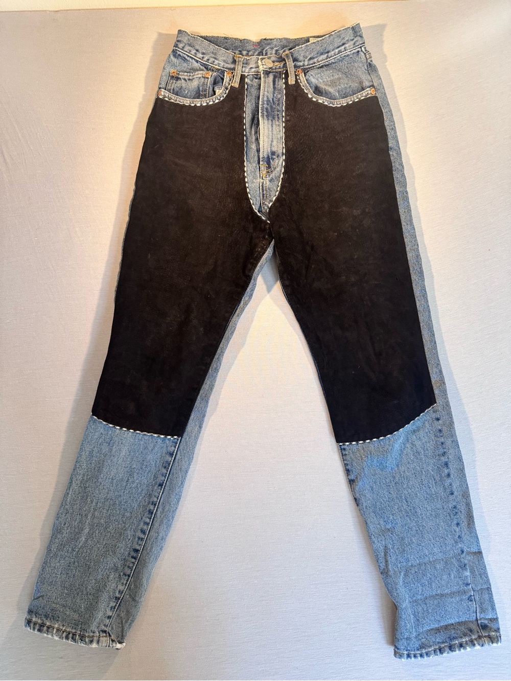 Vintage Et Vous Suede Patchwork High Waist Jeans US 2 4 80s 90s